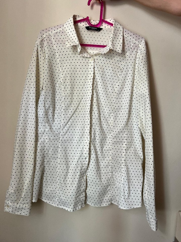 Kadın Beyaz Puantiyeli Pamuklu Gömlek - Görsel 2