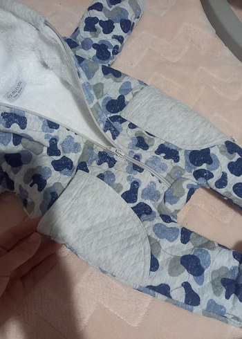 Mavi Kalin İçi Polar Bebek Tulumu - Görsel 2