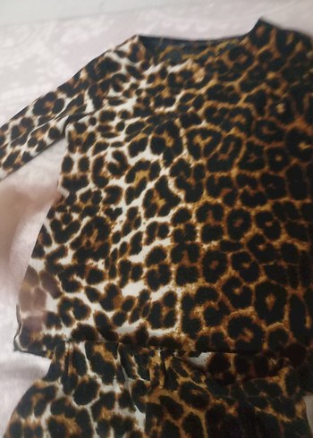 Kahverengi Leopar Desenli Bohem Çocuk Takımı - Görsel 2