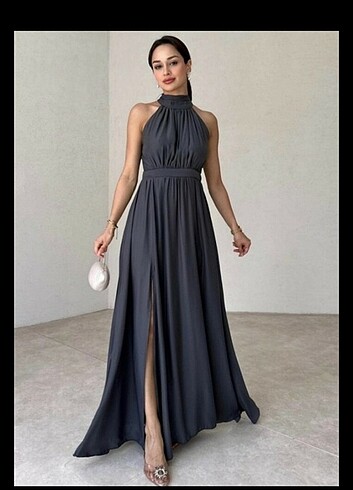 Halter yaka abiye elbise 