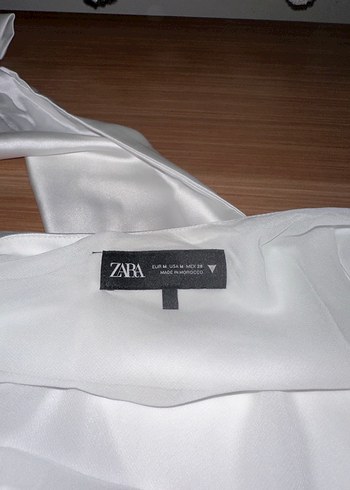 m Beden beyaz Renk Zara Beyaz Saten Mini Halter Elbise