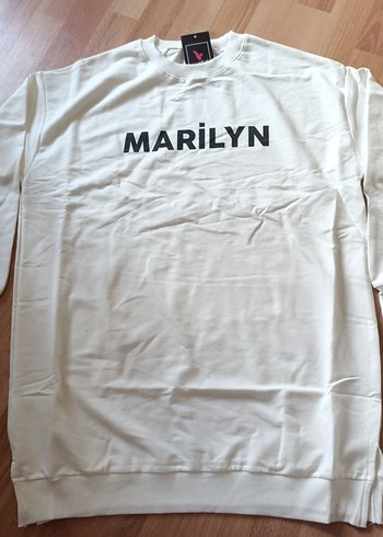 Beyaz Uzun Kollu MARiLYN Baskılı Sweatshirt