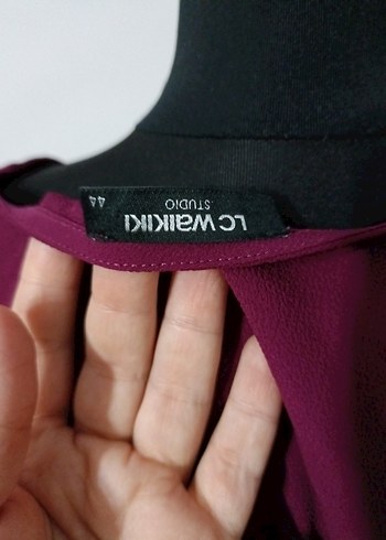 Bordo Fermuarlı V Yaka Kadın Bluz - Görsel 5