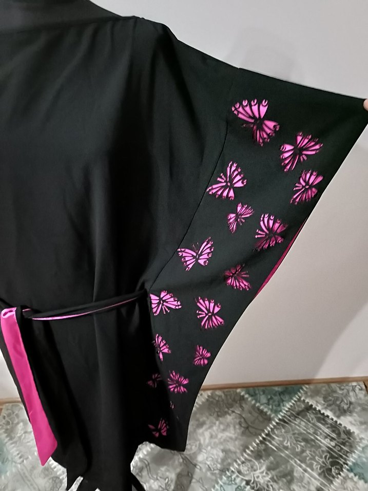 Uzun Siyah Nakışlı Kadın elbise - Görsel 2