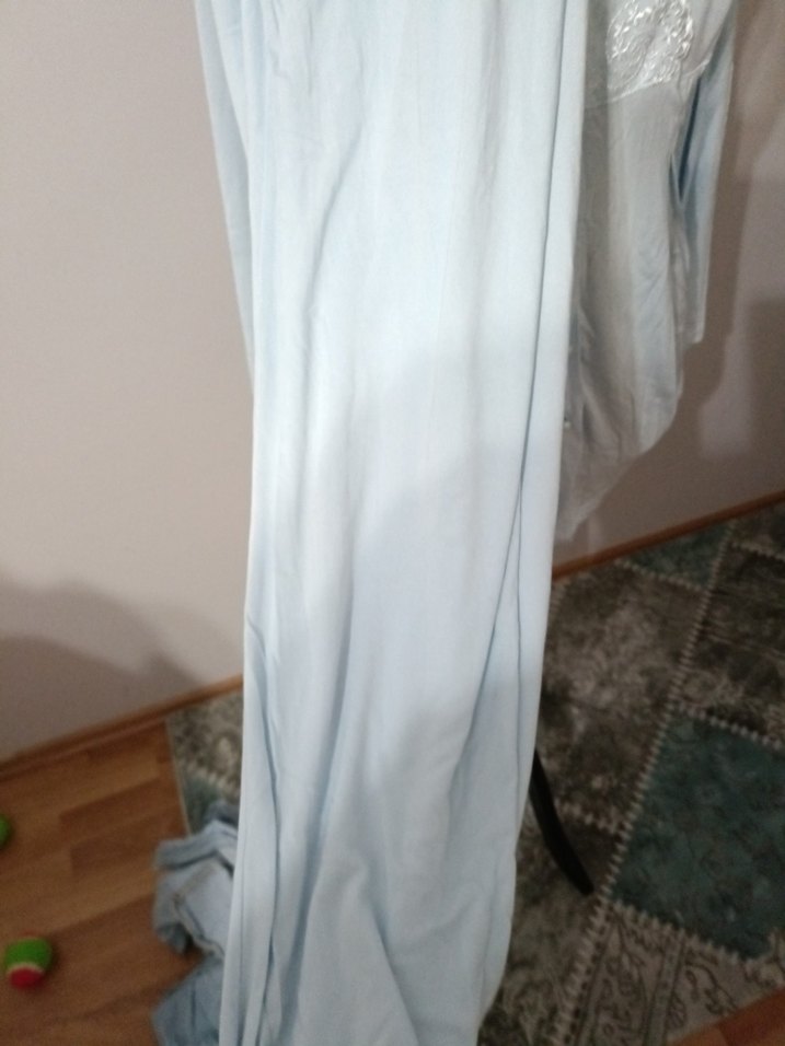 Düğmeli Beyaz Hamile Bluzu, Uzun Kollu, Pamuk - Görsel 5