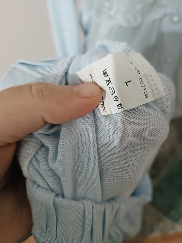 Düğmeli Beyaz Hamile Bluzu, Uzun Kollu, Pamuk - Görsel 4