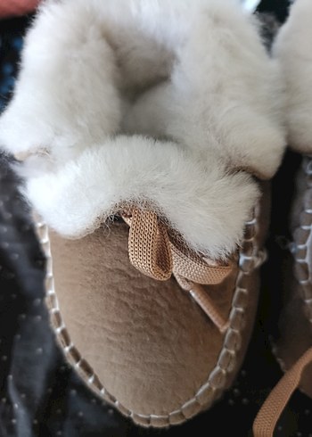 Çocuk taba Sıcak hakiki köyün yünü Kürklü Ev ayakkabı sı - Görsel 6