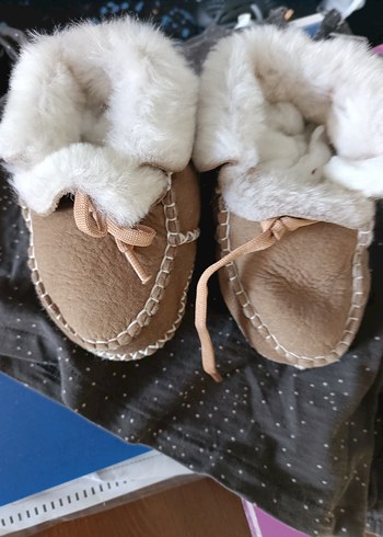 Çocuk taba Sıcak hakiki köyün yünü Kürklü Ev ayakkabı sı - Görsel 3