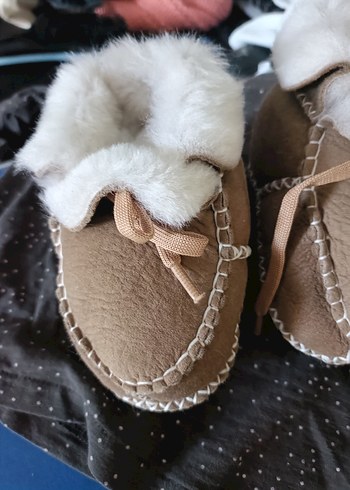 Çocuk taba Sıcak hakiki köyün yünü Kürklü Ev ayakkabı sı - Görsel 4