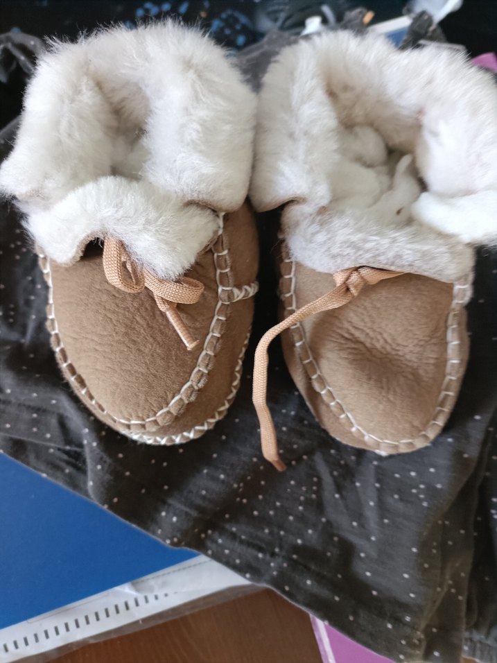 Çocuk taba Sıcak hakiki köyün yünü Kürklü Ev ayakkabı sı - Görsel 3