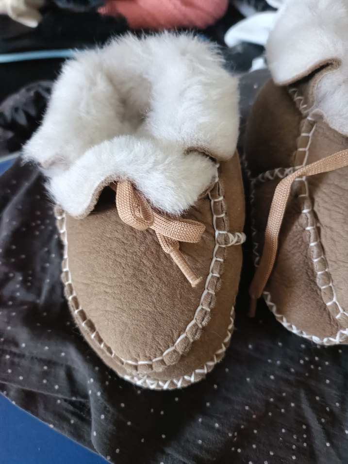 Çocuk taba Sıcak hakiki köyün yünü Kürklü Ev ayakkabı sı - Görsel 4
