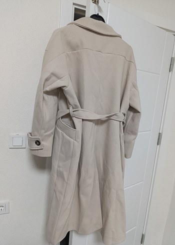 krem overiize Kadın kaşe Kaban - Görsel 4