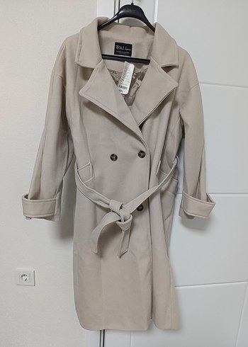 krem overiize Kadın kaşe Kaban - Görsel 5