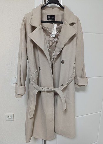 krem overiize Kadın kaşe Kaban - Görsel 3