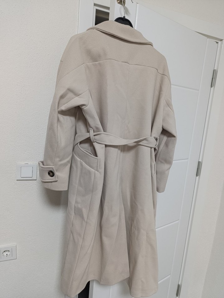 krem overiize Kadın kaşe Kaban - Görsel 4