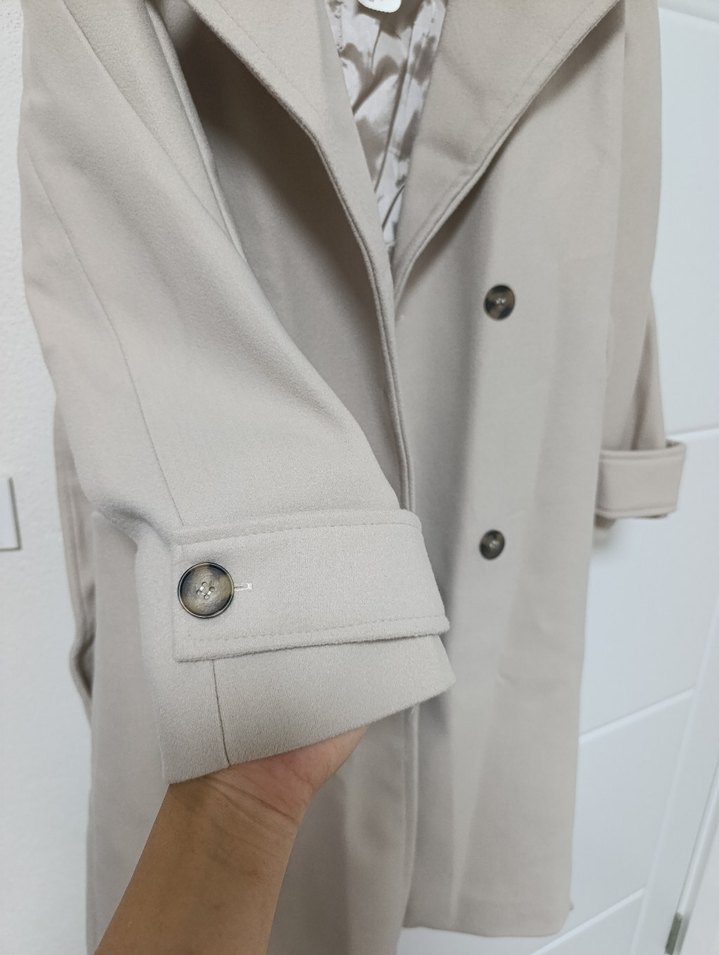 krem overiize Kadın kaşe Kaban - Görsel 2