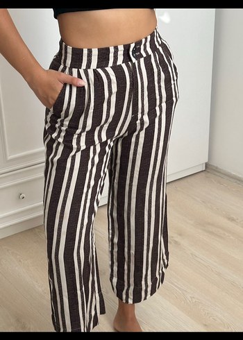 xs Beden Düğmeli Zebra Desenli Kadın Pantolon