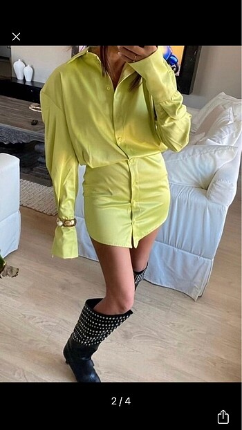 Diğer Sarı mini elbise Zara model