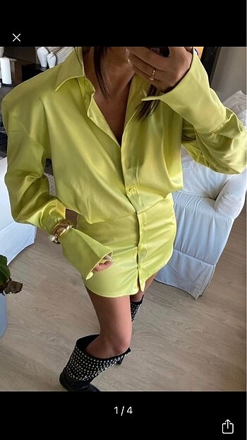m Beden Sarı mini elbise Zara model