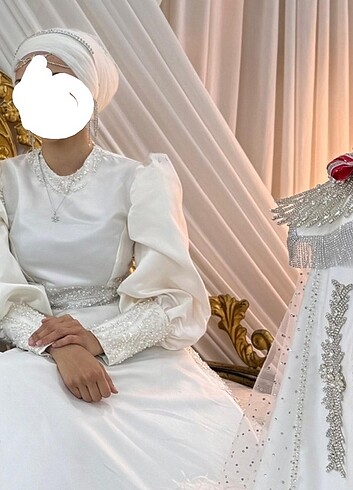 Diğer Ekru taşlı abiye nikah elbisesi gelinlik