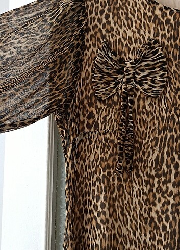 Diğer Tesettür leopar desen şifon elbise 