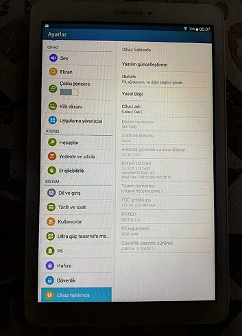  Beden Renk Samsung tablet 