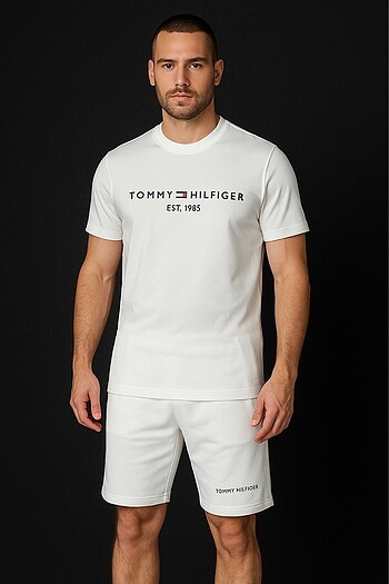 Tommy Hilfiger Beyaz Şortlu Takım
