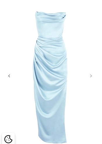 Gigiis Mavi Drapeli Uzun Straplez Abiye Elbise - Görsel 2