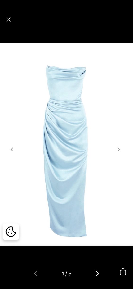 Gigiis Mavi Drapeli Uzun Straplez Abiye Elbise - Görsel 2