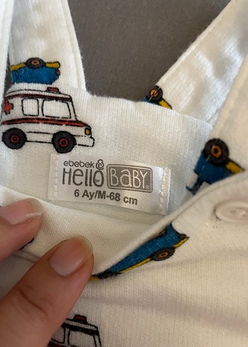 HelloBaby Sarı Kısa Kollu Baskılı Bebek Tulum