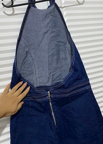 Lacivert Kemerli Denim Midi Tulum - Görsel 2