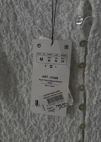 Düğmeli Beyaz Keten Uzun Kollu Bluz - Görsel 2