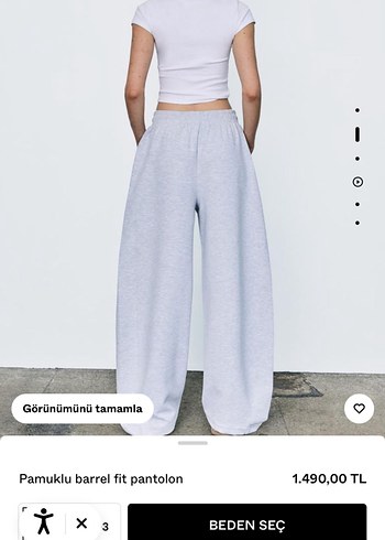 Pamuklu Gri Barrel Fit Kadın Eşofman Altı - Görsel 2