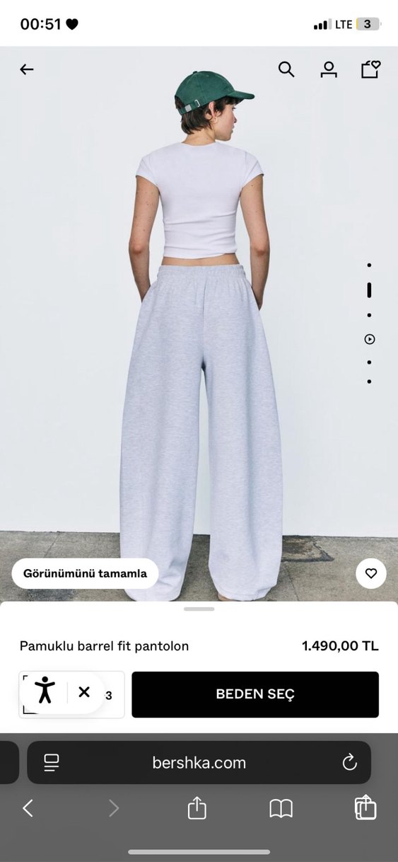 Pamuklu Gri Barrel Fit Kadın Eşofman Altı - Görsel 2