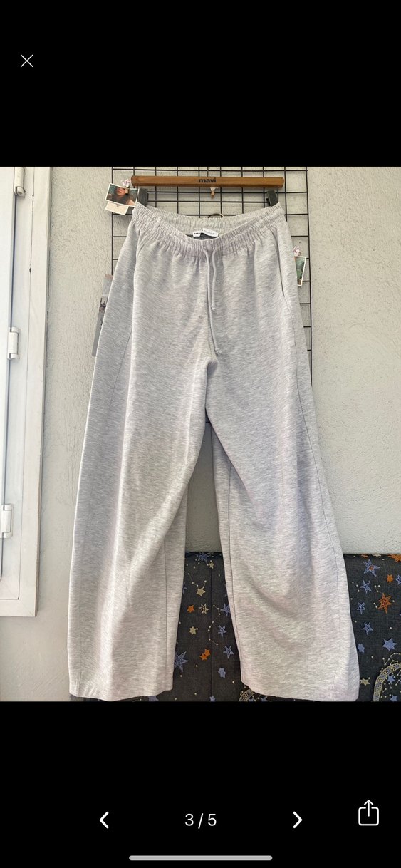 Pamuklu Gri Barrel Fit Kadın Eşofman Altı - Görsel 3