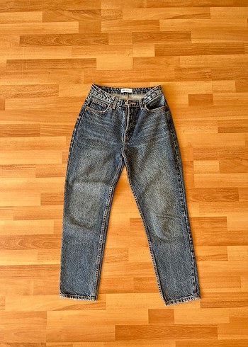 Zara Yuksek Bel Mavi Denim Jean