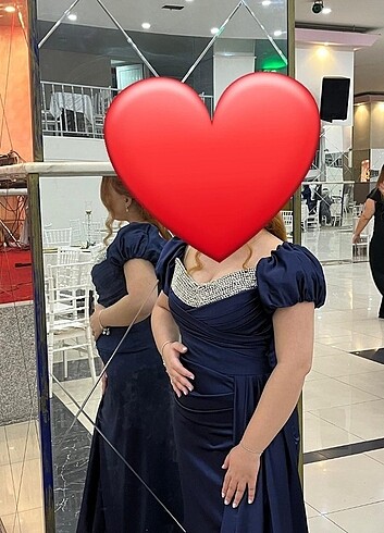 Saten taşlı uzun abiye 