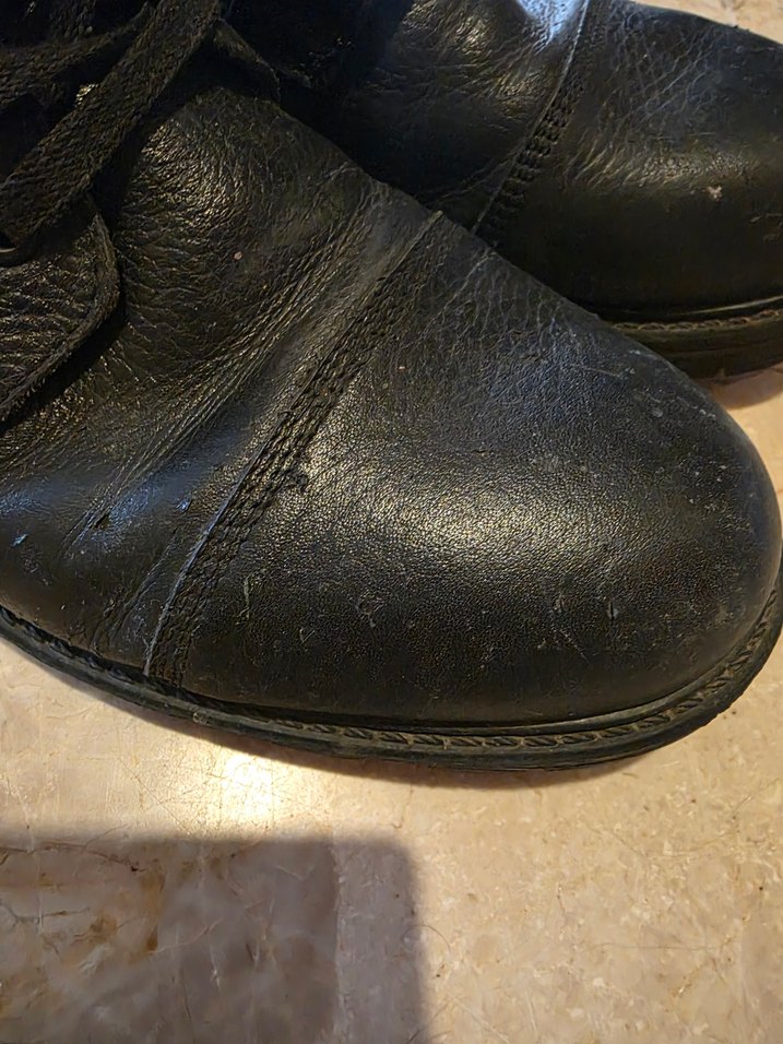 Tokalı Siyah Deri Erkek Biker Botları - Görsel 4