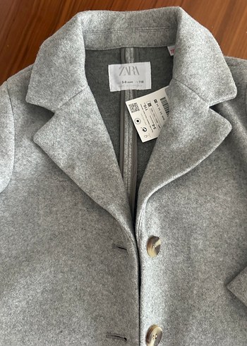 Gri unisex Çocuk Düğmeli Yün Kaban - Görsel 3