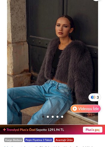 Antrasit bisiklet yaka kadın suni kürk - Görsel 3