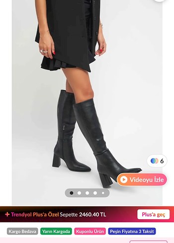 Kadın Siyah topuklu uzun çizme - Görsel 4