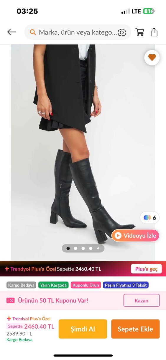 Kadın Siyah topuklu uzun çizme - Görsel 4