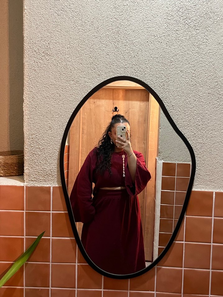 Bordo Uzun Etnik Desenli Kadın takım - Görsel 2