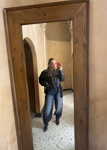 Bol Kesim Midi Kot Pantolon - Görsel 2