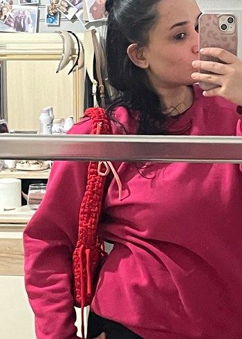 Örgü Kırmızı çanta - Görsel 6