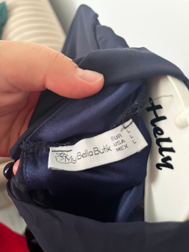 Lacivert Fırfırlı Midi Uzun Kollu Elbise - Görsel 4