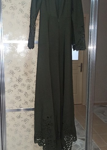 yeşil Uzun Kollu Gotik Salaş Elbise - Görsel 2