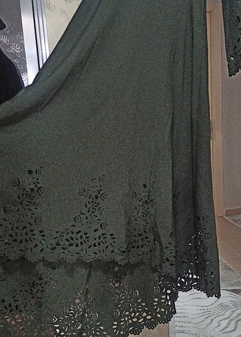 yeşil Uzun Kollu Gotik Salaş Elbise - Görsel 3