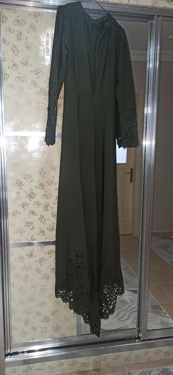 yeşil Uzun Kollu Gotik Salaş Elbise - Görsel 2