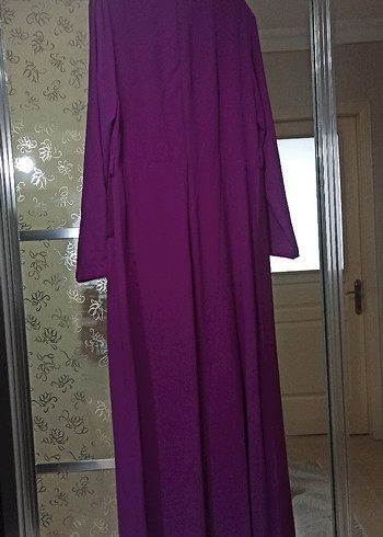 Uzun Mor V Yaka Kadın Elbise - Görsel 2